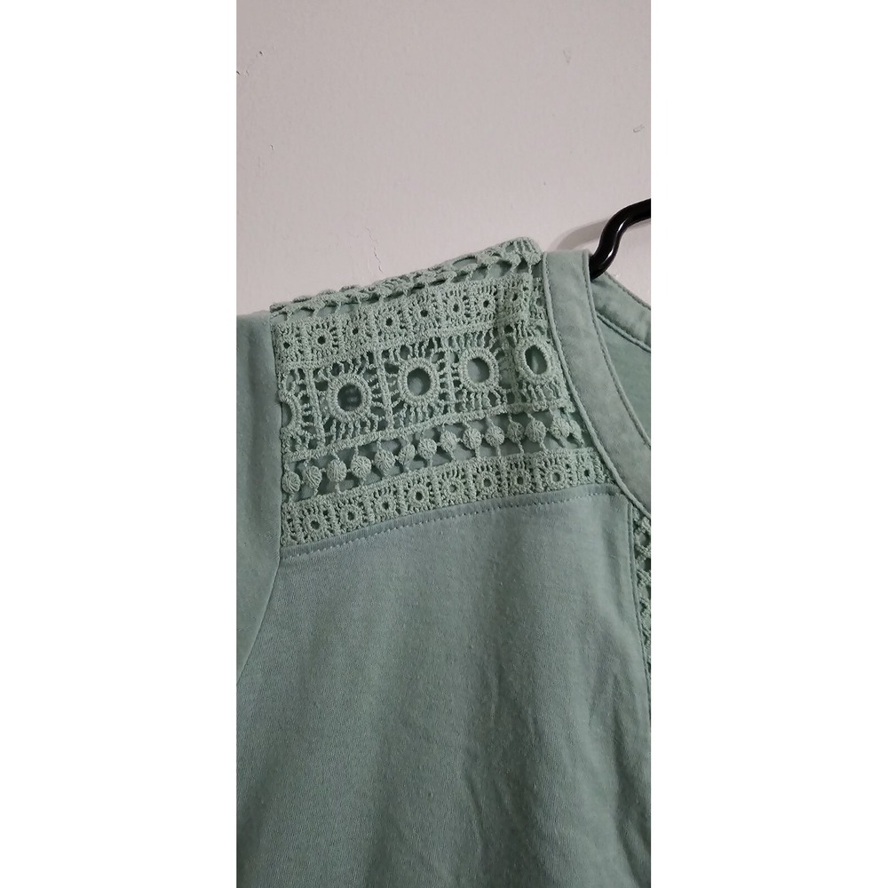 Orvis Anna Crochet Top Womens 2X Green V-Neck Casual Flowy Beach Lounge Wear - Picture 4 of 10